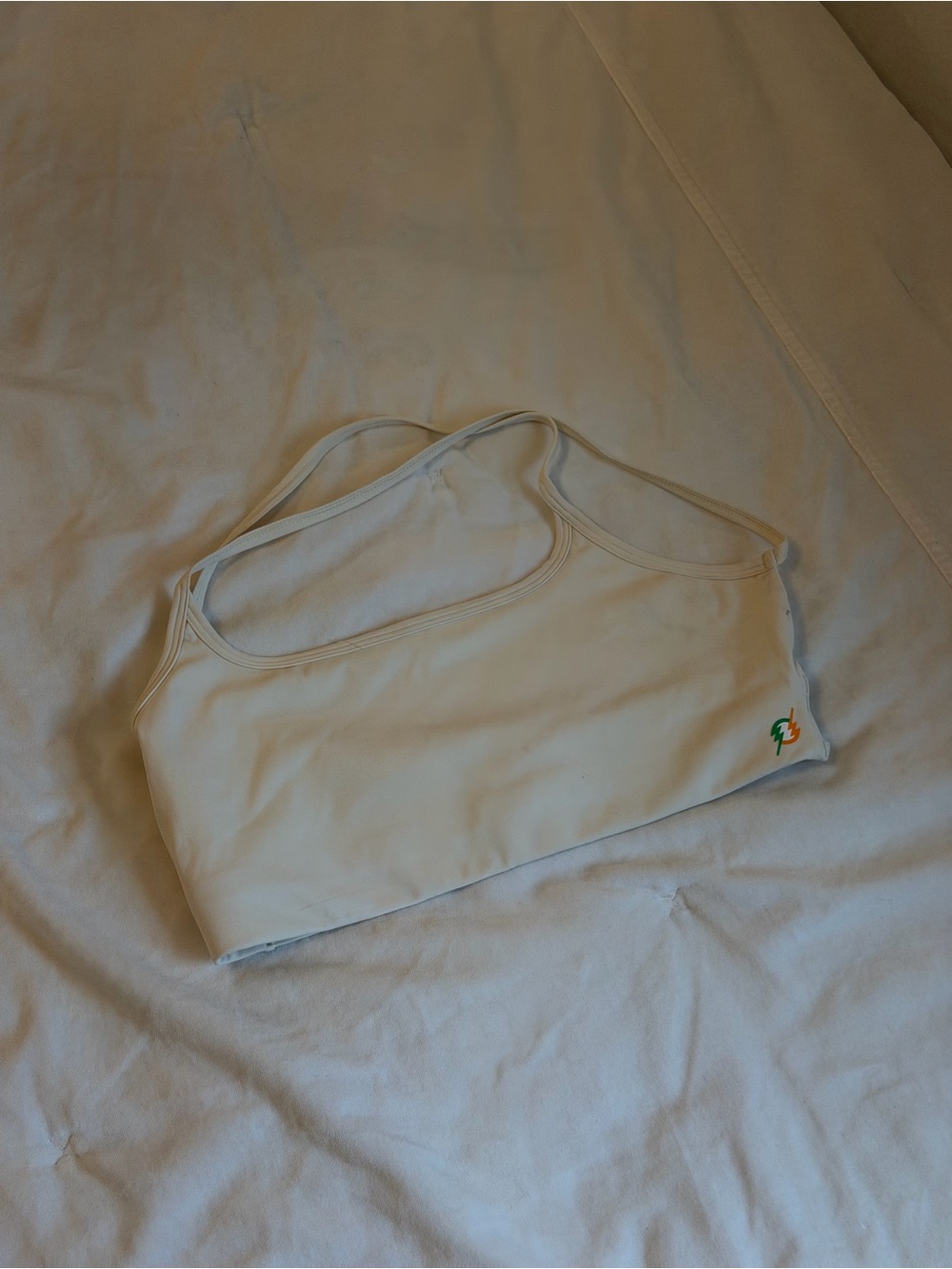 White Kids Tank Top with Green & Orange Logo